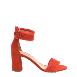 Wall Street sandals with fringes suede red