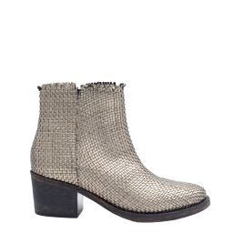 Marco Ferretti country style booties braided leather metallic chaki