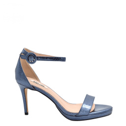 Bibi Lou snake print heeled sandals metallic blue